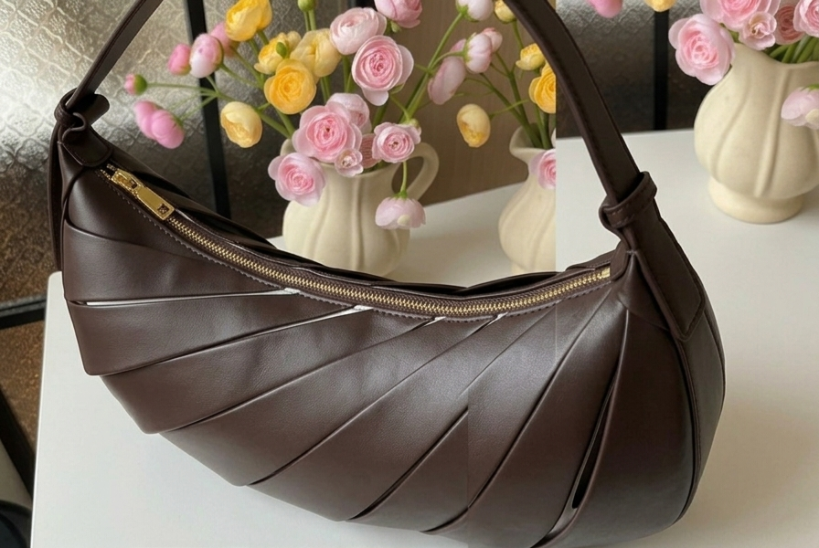 Crescent Hollow Out Handbag: Dark Coffee