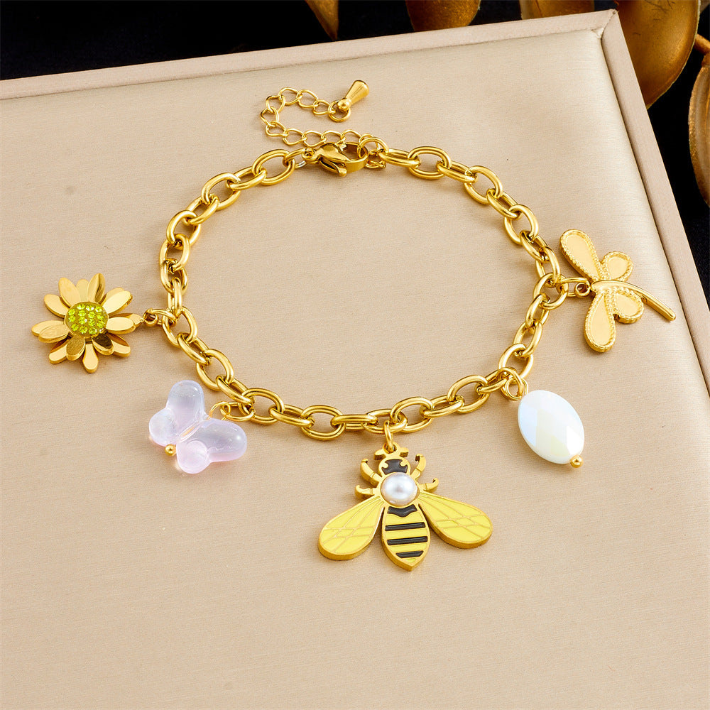 BN29: 18K Gold Plated Premium Stainless Steel Charm Bracelet