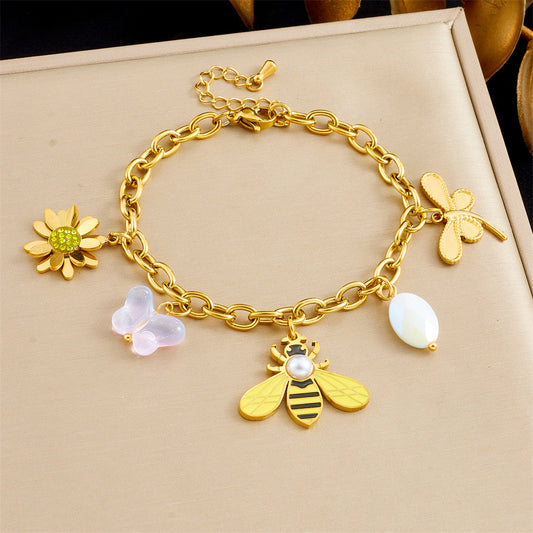 BN29: 18K Gold Plated Premium Stainless Steel Charm Bracelet