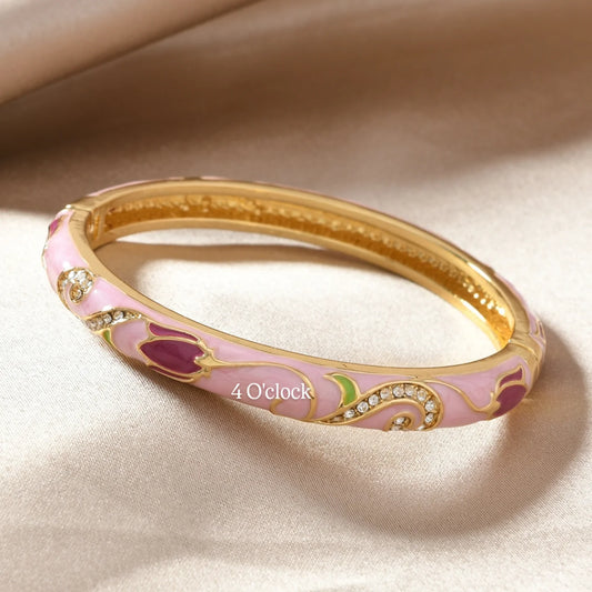 ✨🦢VC196: Vintage Victorian Enamel Bangles : Lotus 🌸🕯️