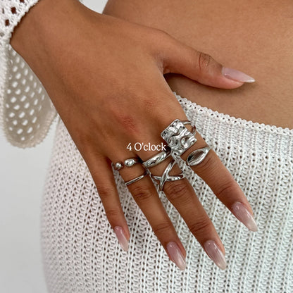 ✨RS106: Maximalistic Finger Ring Sets (Silver) - 6pcs (Full set adjustable)