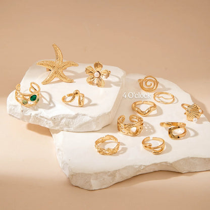 ✨RS74: Maximalistic Finger Ring Sets (Golden) - 12pcs (Full set adjustable)