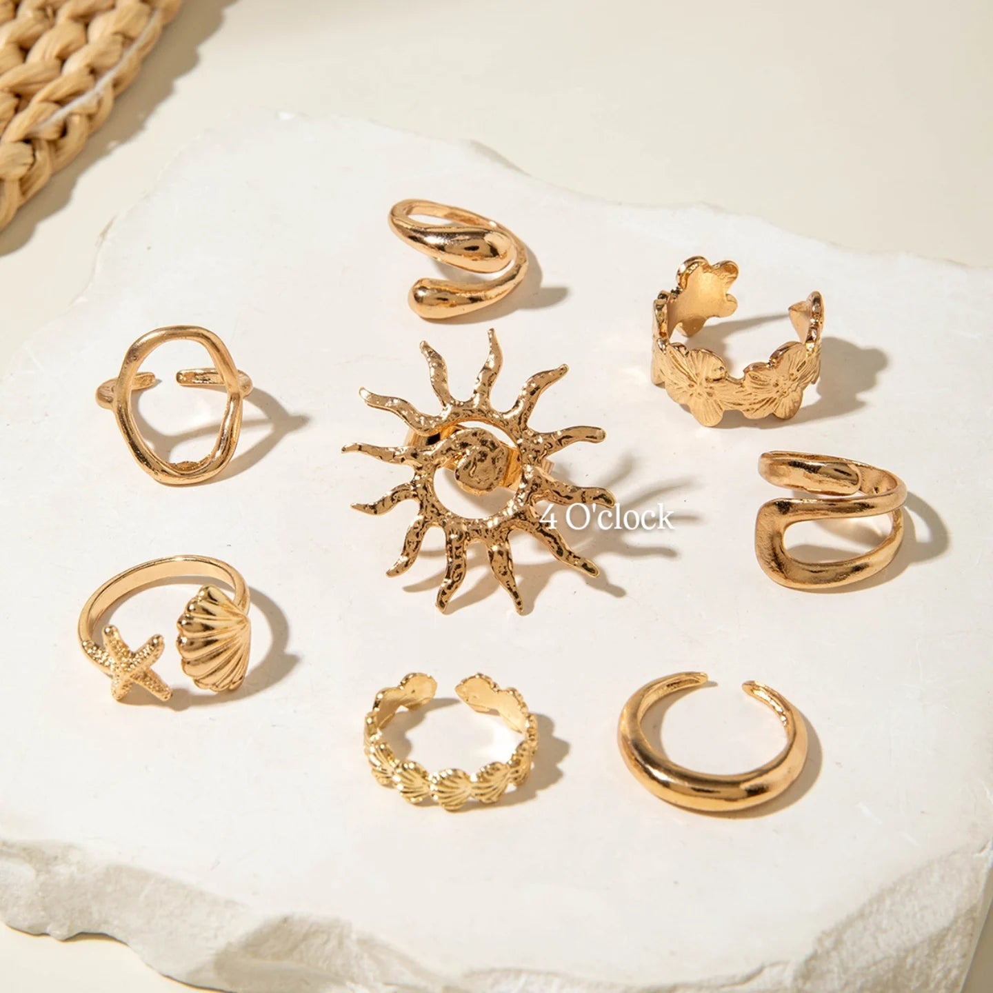 ✨RS92: Maximalistic Finger Ring Sets (Golden) - 8pcs (Full set adjustable)