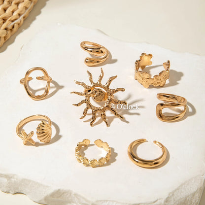 ✨RS92: Maximalistic Finger Ring Sets (Golden) - 8pcs (Full set adjustable)