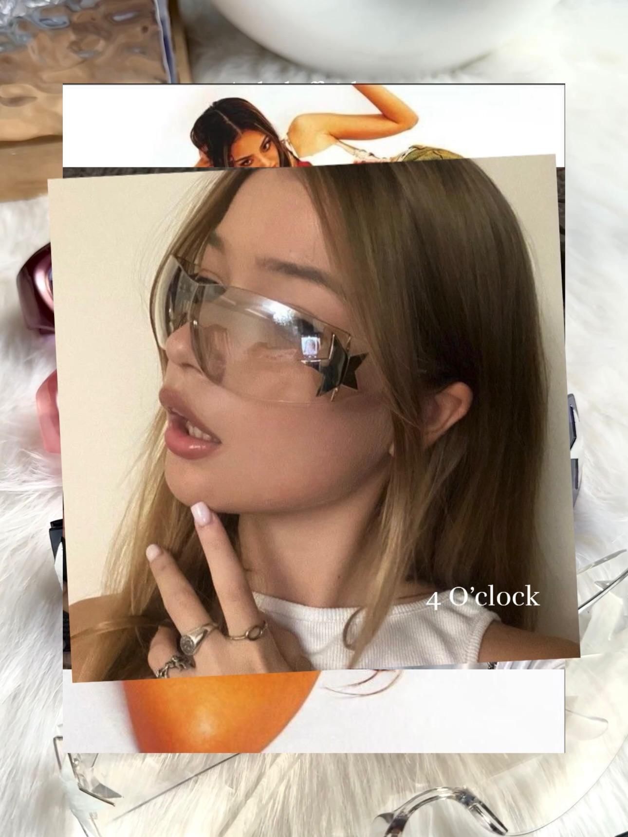 S32: Pinteresty Y2K Star sunglasses : Transparent (with box) Unisex