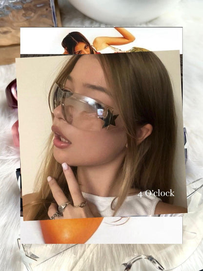 S32: Pinteresty Y2K Star sunglasses : Transparent (with box) Unisex