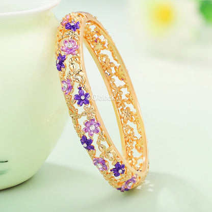 ✨🏰VC01: Cloisonné Vintage Victorian Bangles : Purple 🌸🕯️