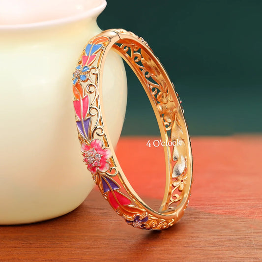 ✨🏰VC40: Cloisonné Vintage Victorian Bangles : Multicolor 🌸🕯️