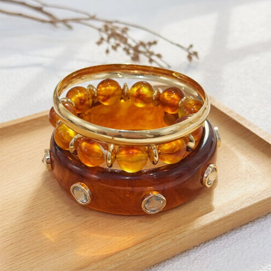 HC155: Trendy Resin Bangle Set: Autumn Girl (3pcs)