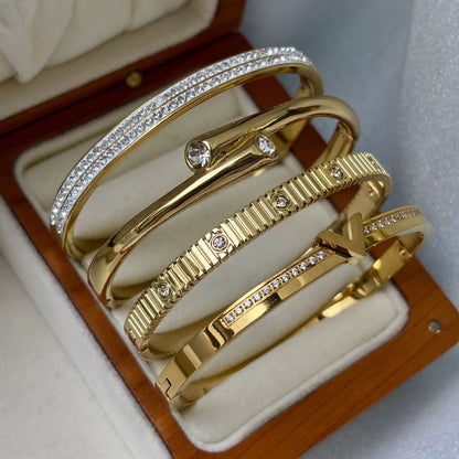CB25: 18k Gold Plated Premium Stainless Steel Cuff Bangles