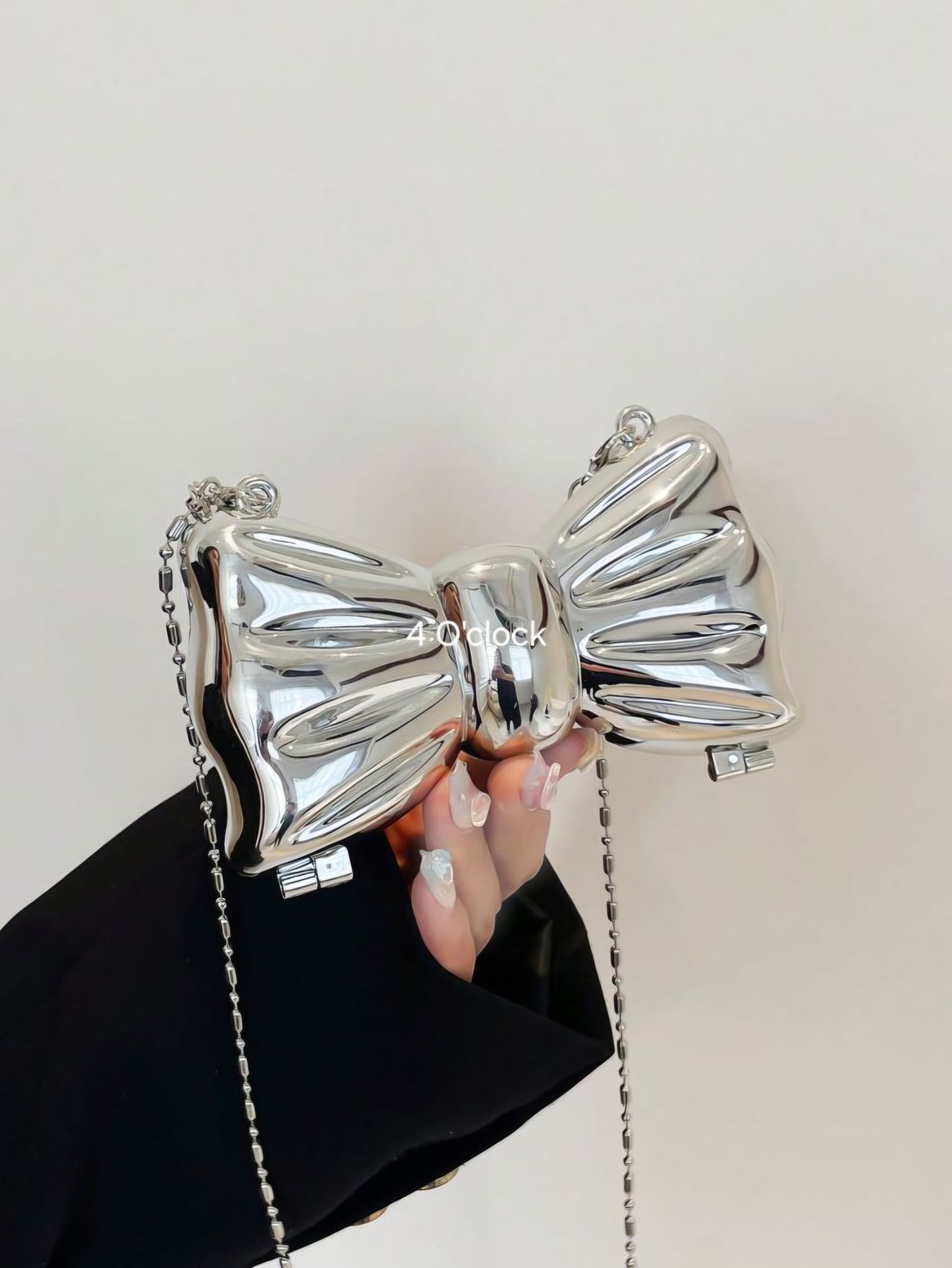 Bow Clutch: Silver