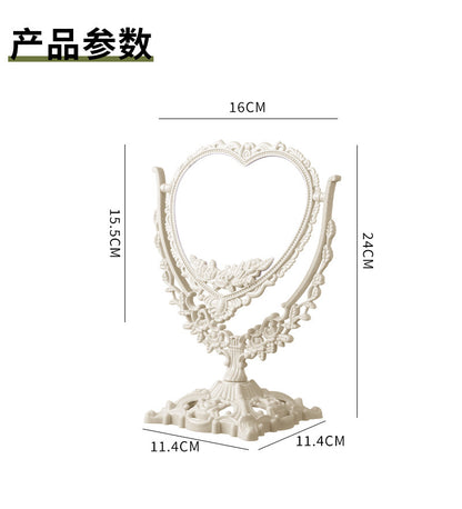 M01: Vintage Mirror: Vintage Heart Shape: Off-white