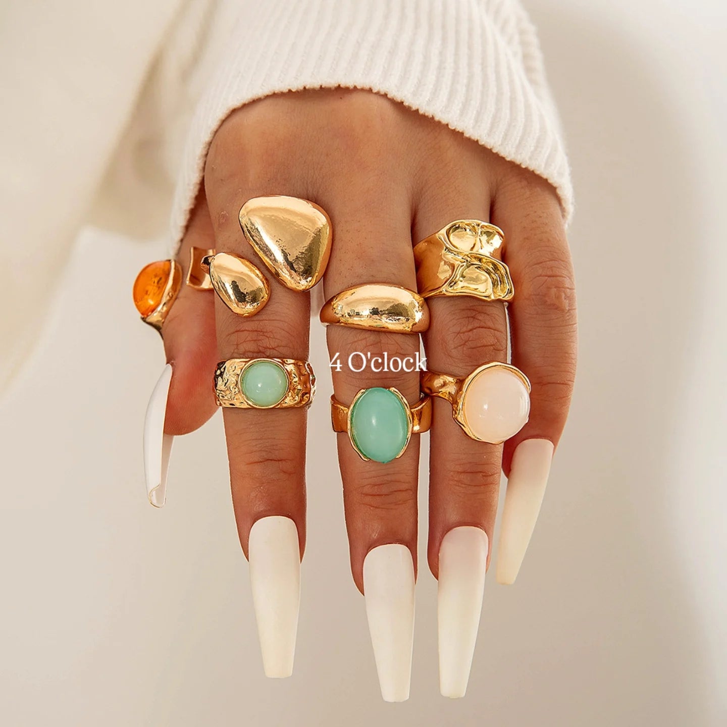 ✨RS77: Maximalistic Finger Ring Sets (Golden) - 7pcs (Full set adjustable)