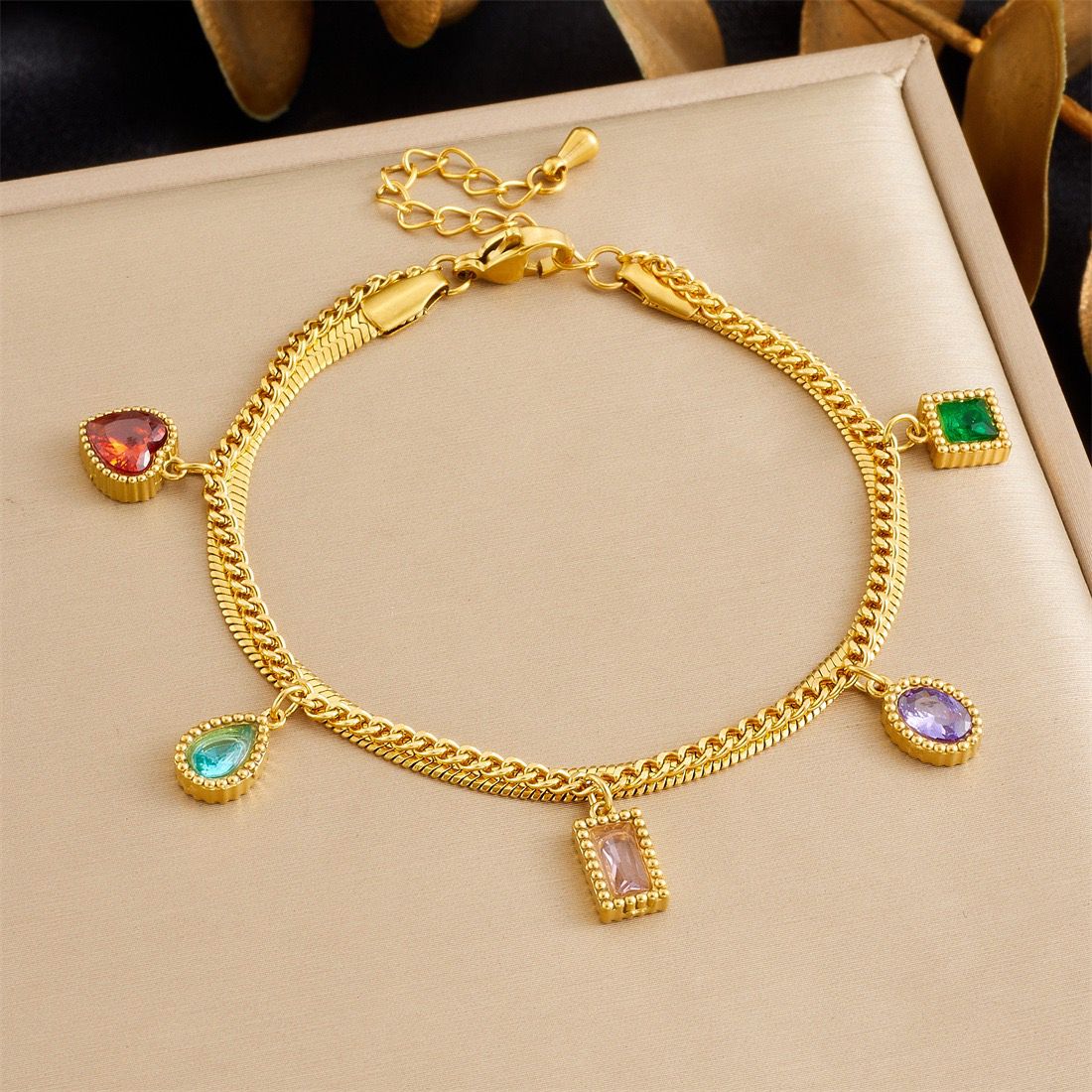 BN27: 18K Gold Plated Premium Stainless Steel Charm Bracelet