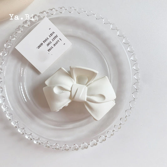 Bow Hairclaws : Beige White