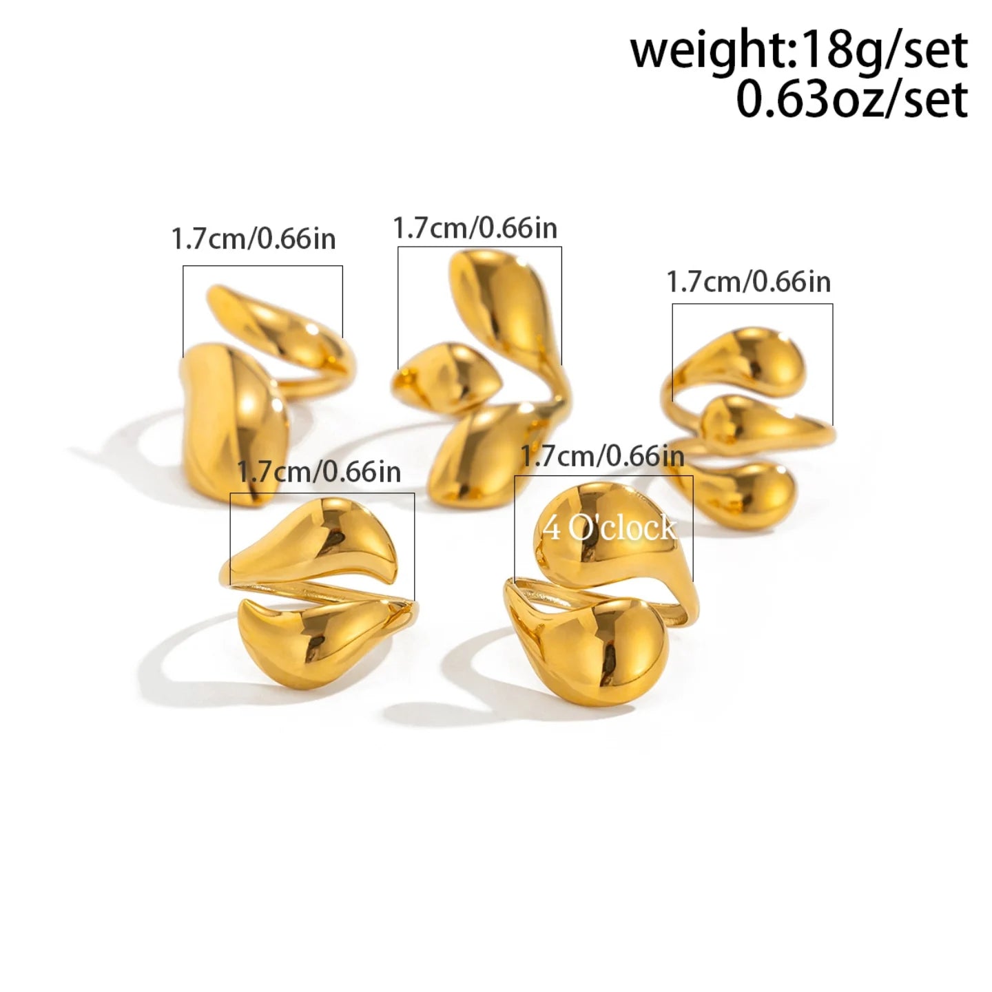 ✨RS103: Maximalistic Finger Ring Sets (Golden) - 5pcs (Full set adjustable)