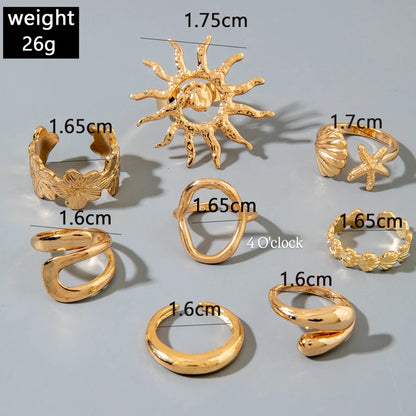 ✨RS92: Maximalistic Finger Ring Sets (Golden) - 8pcs (Full set adjustable)