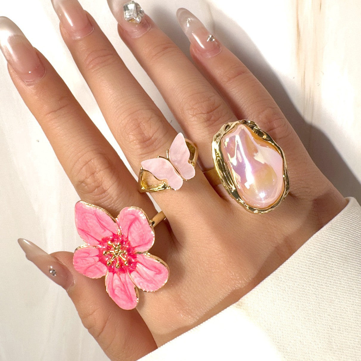 RS126: Maximalistic Finger Ring Sets (Golden) - 3 pcs