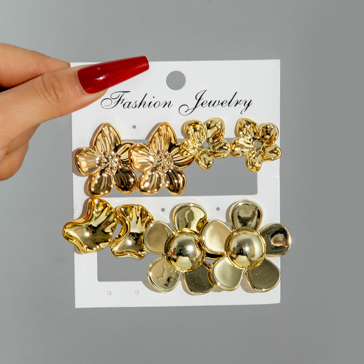 ES9: Maximalist Golden Earrings Set (4 pair)
