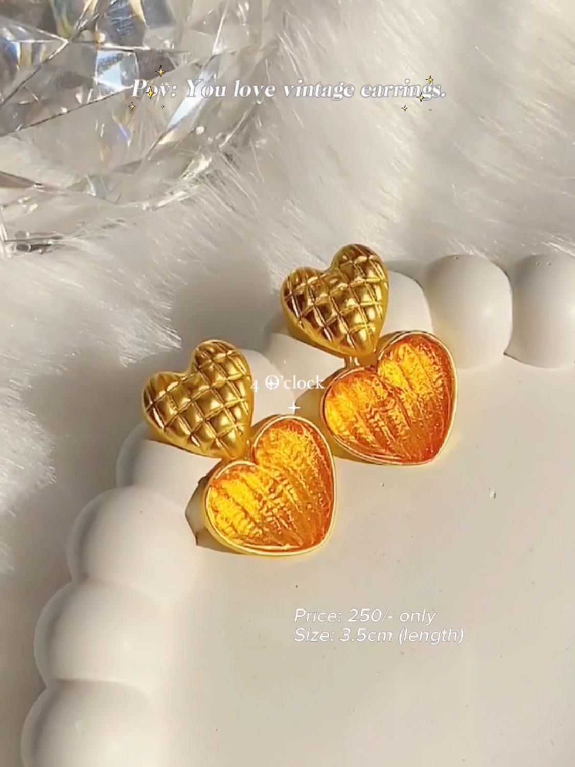 Vintage Earrings: Orange Heart