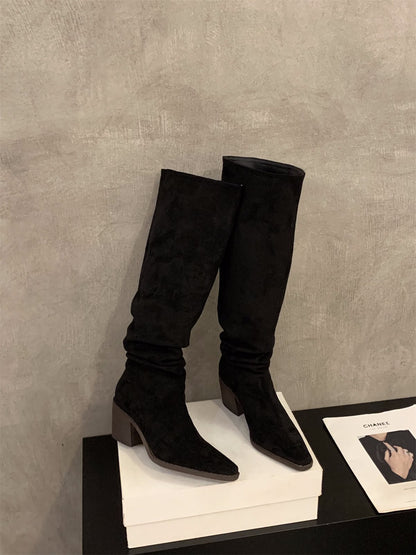 Seude Knee High Boots:  Brown, Black, Khaki (PRE ORDER ONLY)