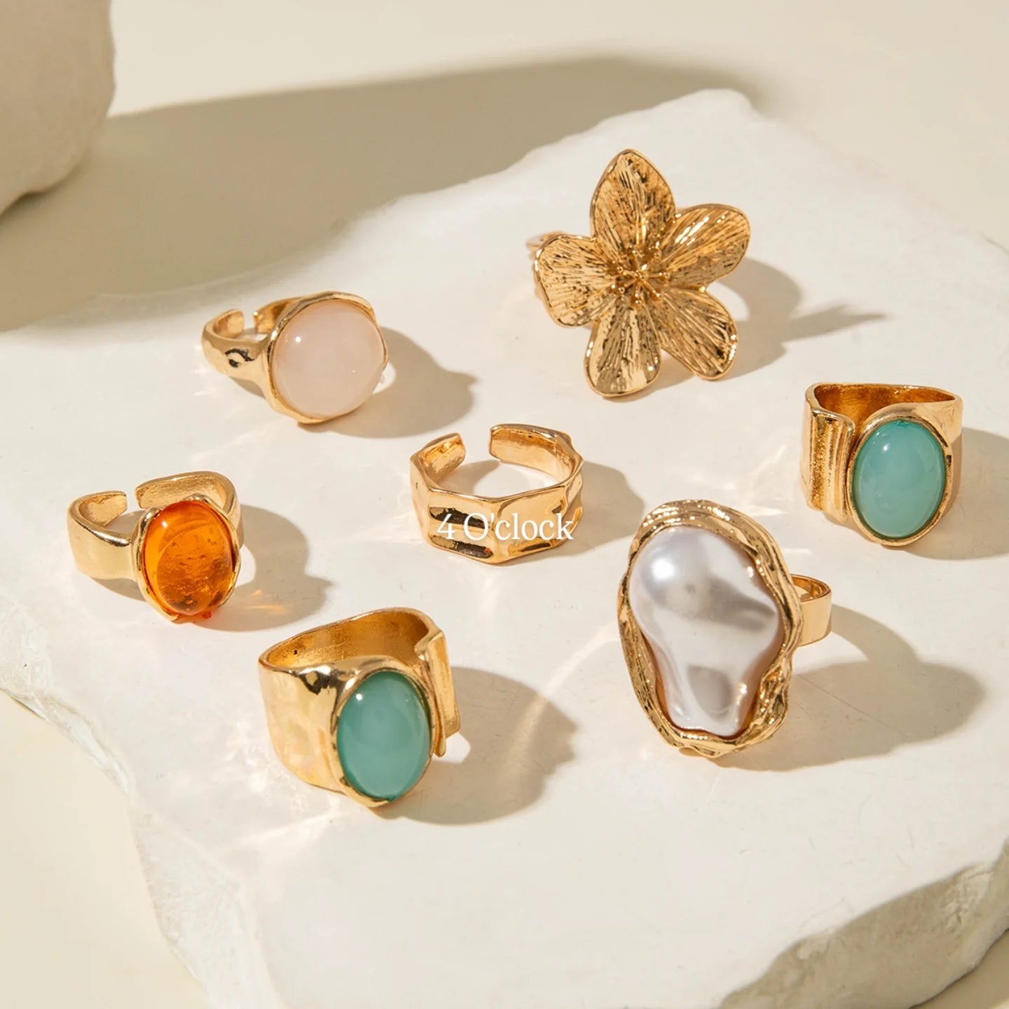 ✨RS79: Maximalistic Finger Ring Sets (Golden) - 7pcs (Full set adjustable)