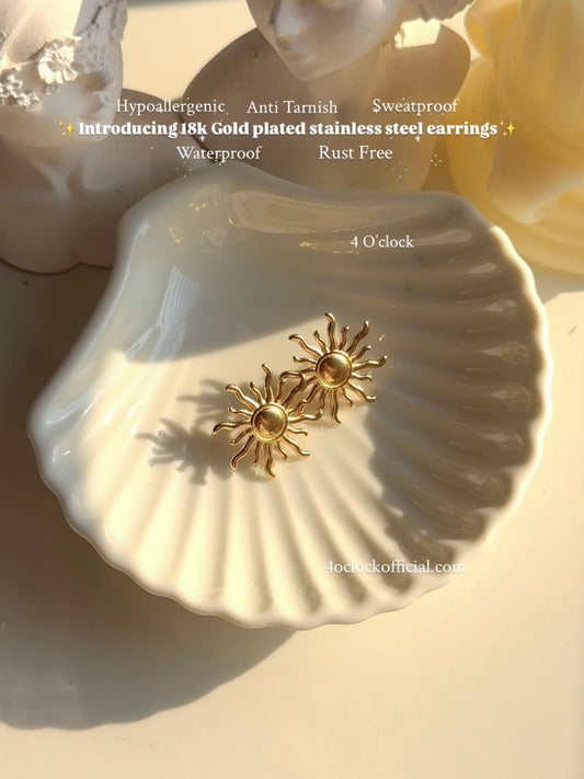 GE11 : Stainless Steel Earrings: Royal Sun