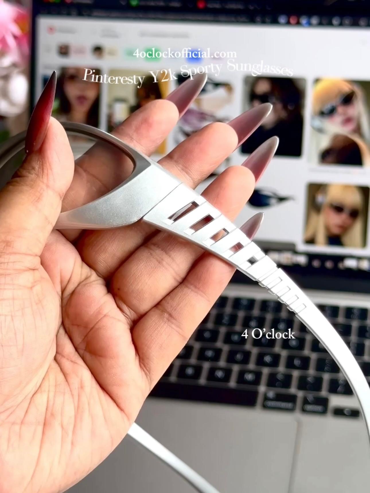 S03: Pinteresty Y2k Sports Sunglasses - Transparent + Silver (with box) Unisex
