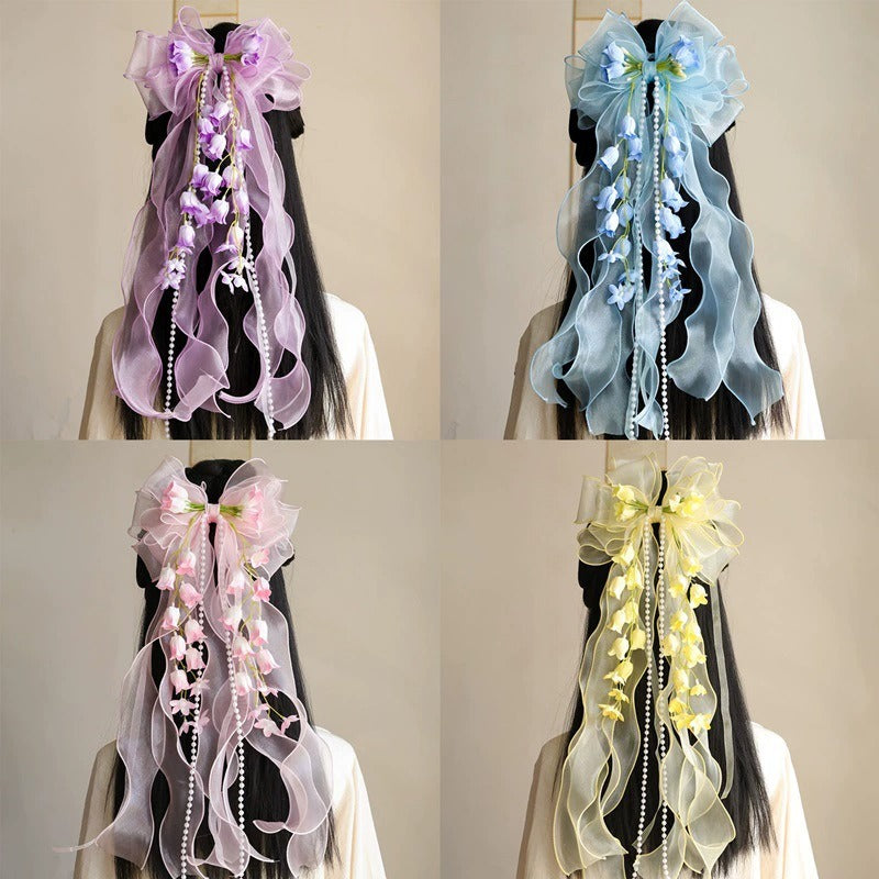 3D Mesh Bow Tulip Hair Clip: Purple