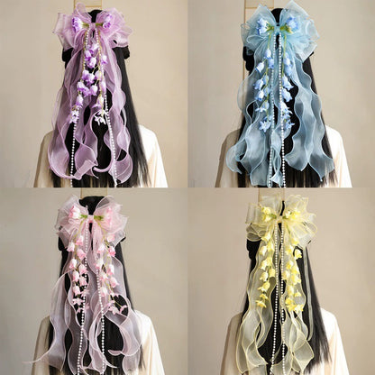 3D Mesh Bow Tulip Hair Clip: Purple