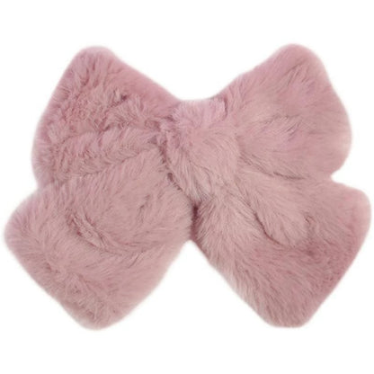 Plushy Bow Hairclips: Pink