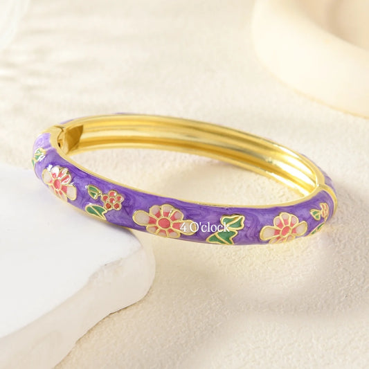 ✨🦢VC185: Vintage Victorian Enamel Bangles : Purple Love 🌸🕯️
