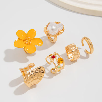 ✨RS62: Maximalistic Finger Ring Sets (Golden) - 6pcs (Full set adjustable)