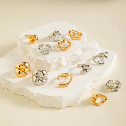 ✨RS50: Maximalistic Finger Ring Sets (Golden & Silver) - 12pcs (full set adjustable)
