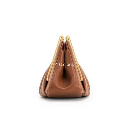 Metal Frame Handbag: Brown