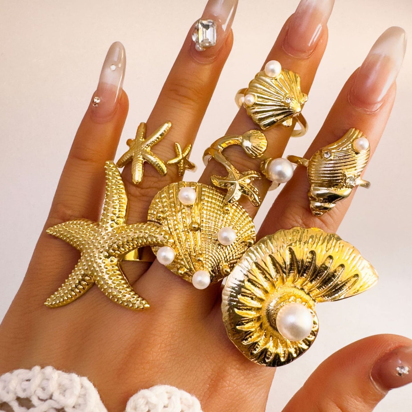 RS170: Maximalistic Finger Ring Sets (Golden) - 7pcs
