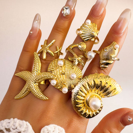 RS170: Maximalistic Finger Ring Sets (Golden) - 7pcs