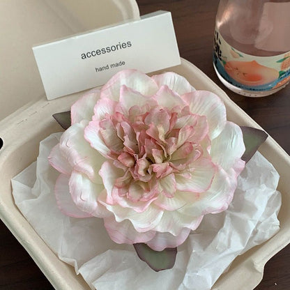 Artificial Flower Side Hairclips: White Pink