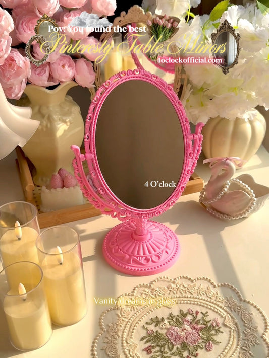 M03: Vintage Mirror: Oval Shape : Pink