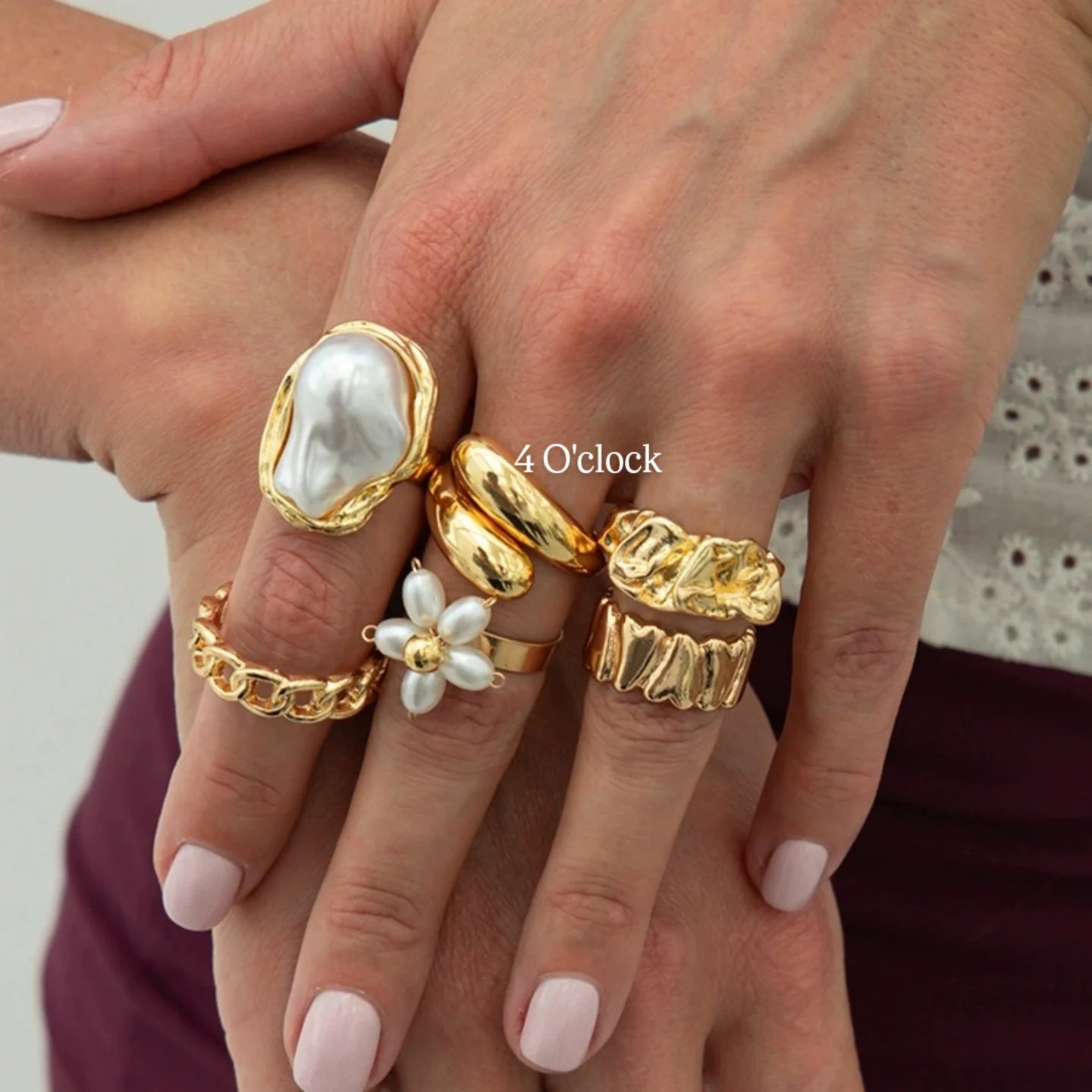 ✨RS109: Maximalistic Finger Ring Sets (Golden) - 6pcs (Adjustable-Non adjustable mixed sizes)