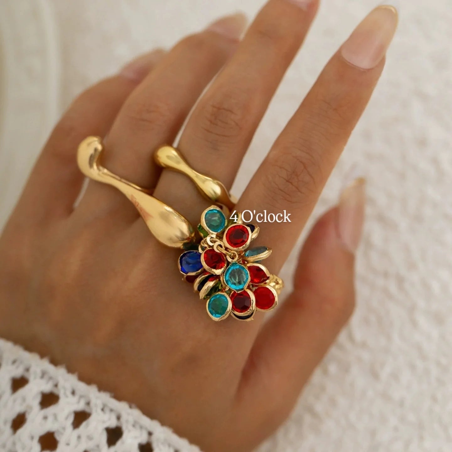 ✨RS115: Maximalistic Finger Ring Sets (Golden) - 3pcs (Adjustable-Non adjustable mixed sizes)