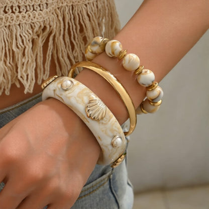 HC163: Trendy Resin Bangle Set: Sandy Coastline (3pcs)