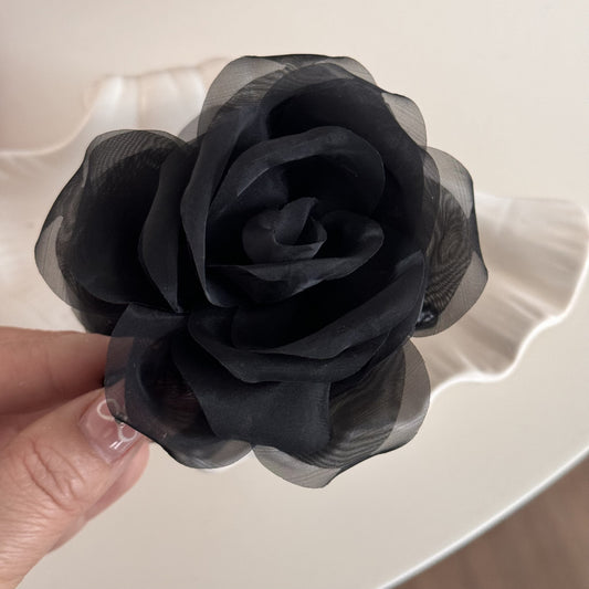 Pinteresty Mesh Rose Hairclaws: Black