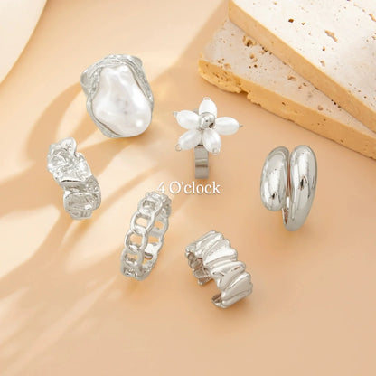 ✨RS110: Maximalistic Finger Ring Sets (Silver) - 6pcs (Adjustable-Non adjustable mixed sizes)
