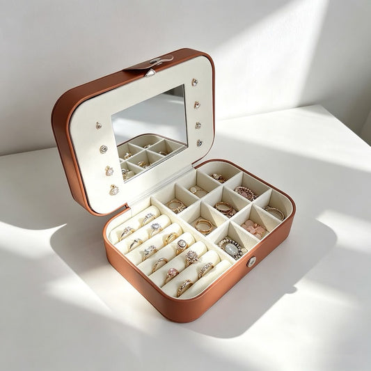 OG25: Jewellery Organizer with mirror: Brown
