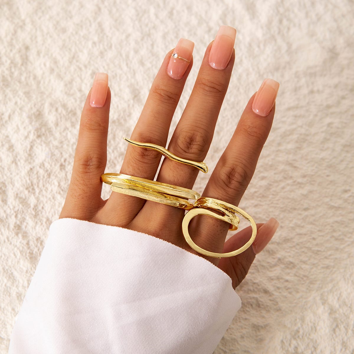 RS184: Maximalistic Finger Ring Sets (golden) - 3pcs