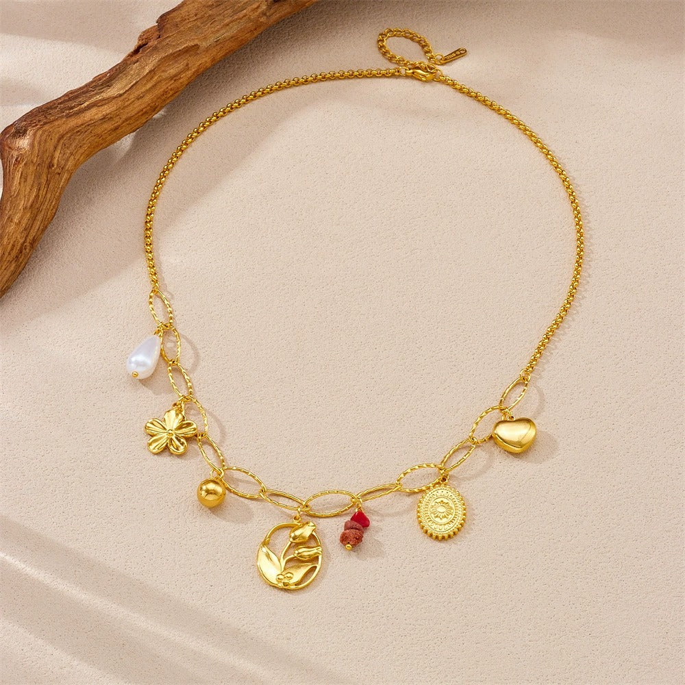 CN44: 18K Gold Plated Premium Stainless Steel Charm Necklace