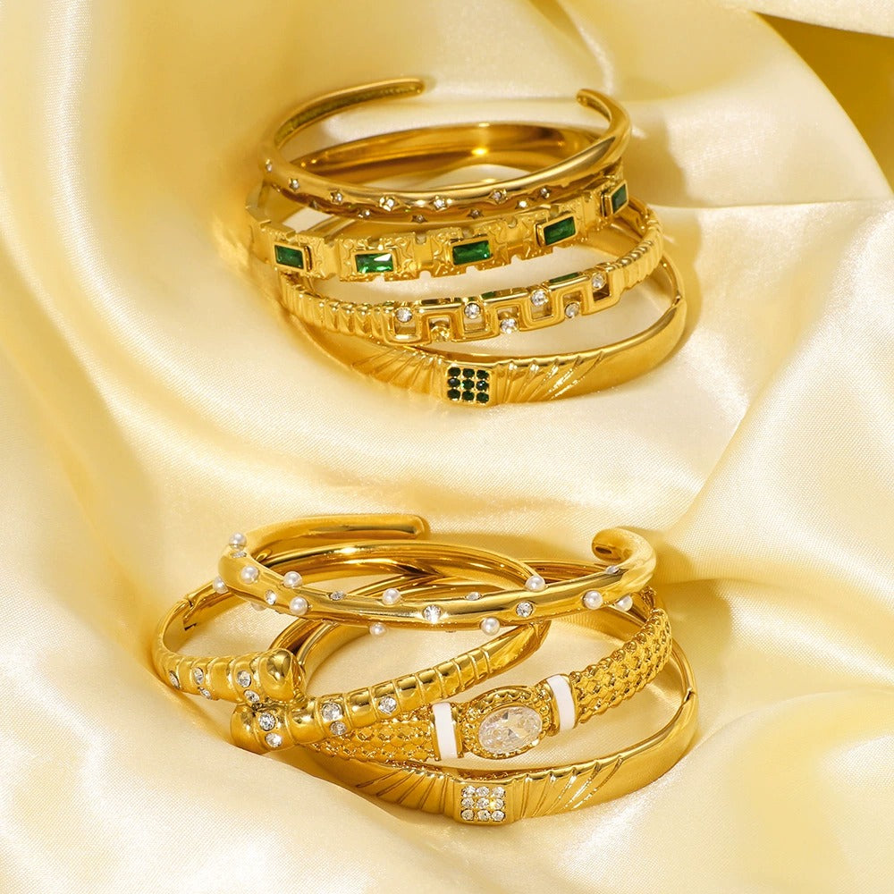CB20: 18k Gold Plated Premium Stainless Steel Cuff Bangles