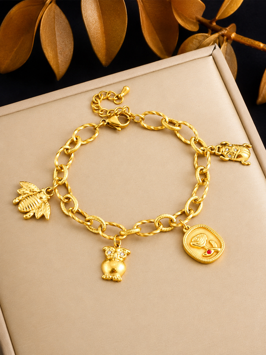 BN11: 18K Gold Plated Premium Stainless Steel Charm Bracelet