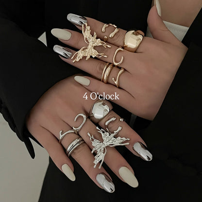 ✨RS111: Maximalistic Finger Ring Sets (Golden) - 6pcs (Adjustable-Non adjustable mixed sizes)